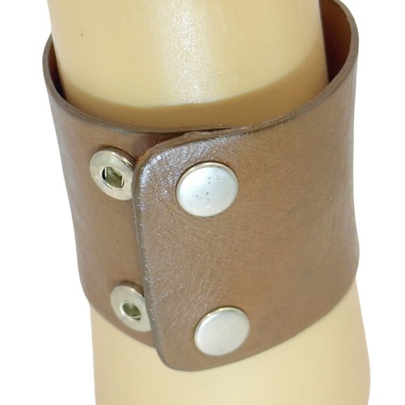 Leighelena GENUINE Leather Metallic Cuff Bracelet with Enamel Centerpiece - Picture 5 of 13